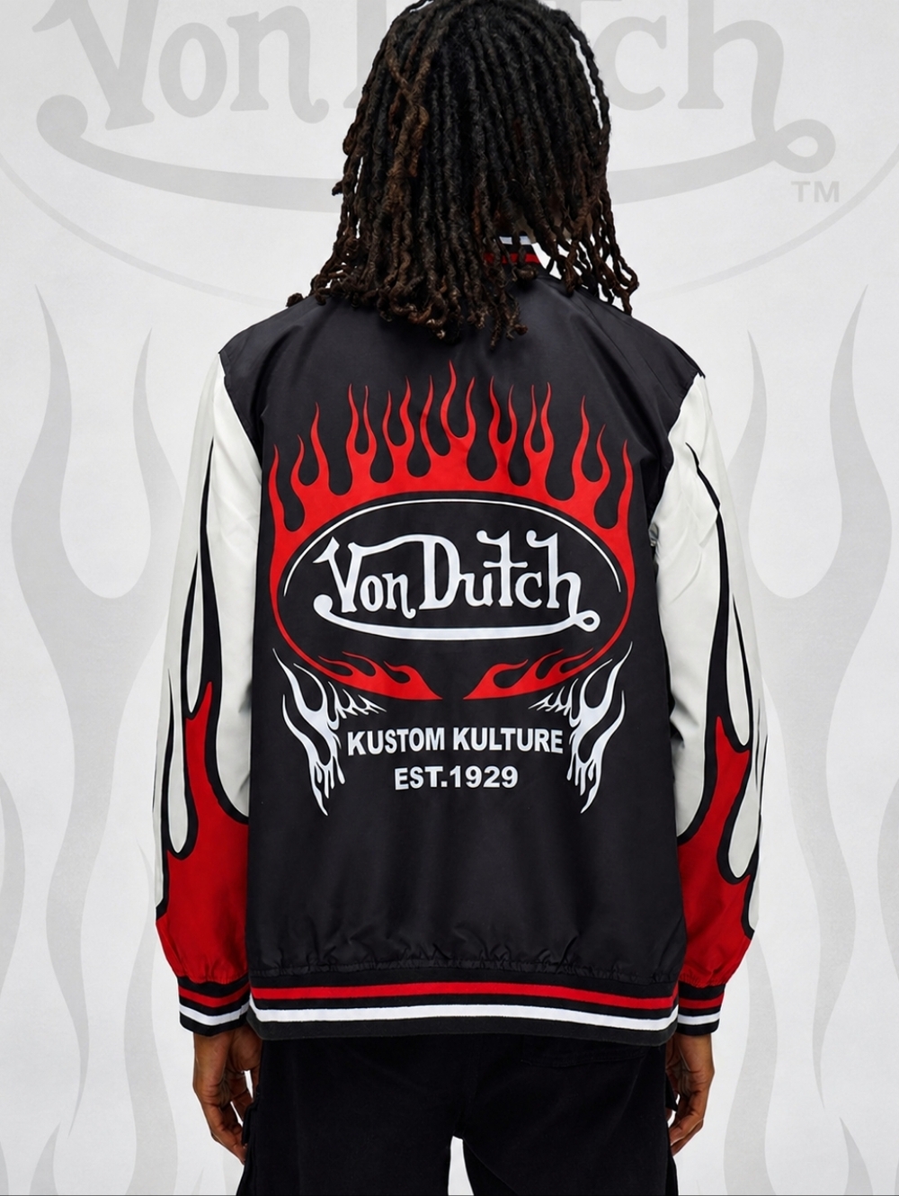VON DUTCH Flame Varsity Jacket NWT Mens Large Embroidered Logo